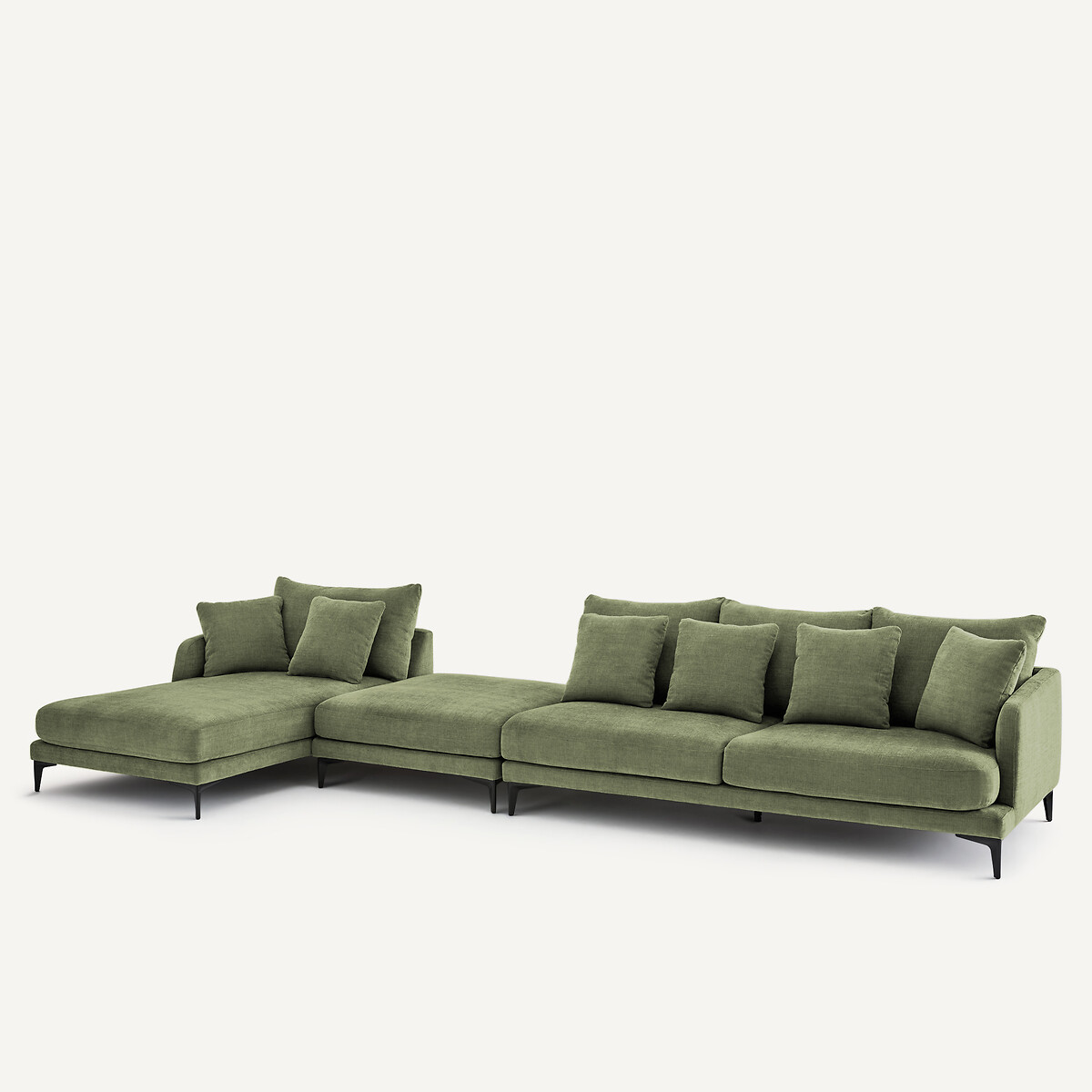 Mezzo divano 3 posti in poliestere cotone, MODERNISTE, design Emmanuel Gallina verde foresta, EMMANUEL GALLINA X AM.PM