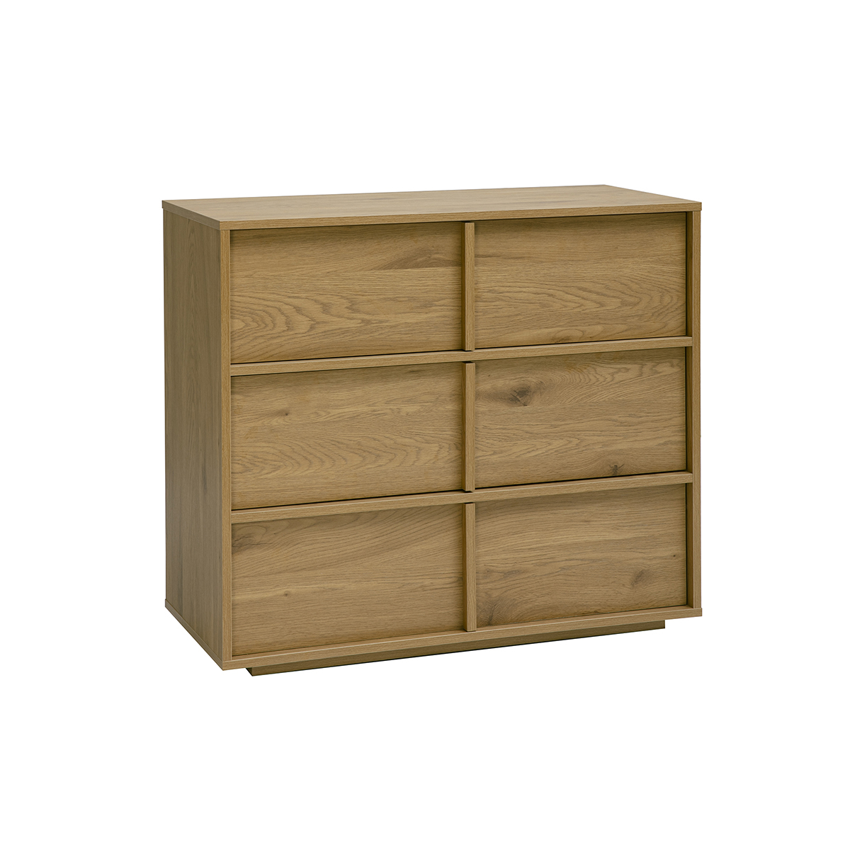 Commode finition bois foncé noyer 3 tiroirs L90 cm LOTHAIRE chêne clair, MILIBOO