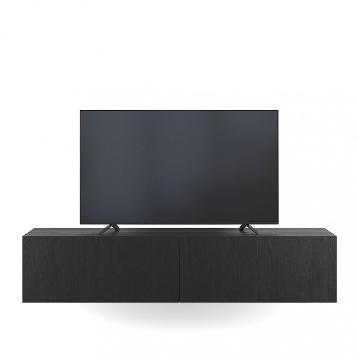 Meuble TV suspendu 4 portes en bois L180cm- NEXA noir, DRAWER