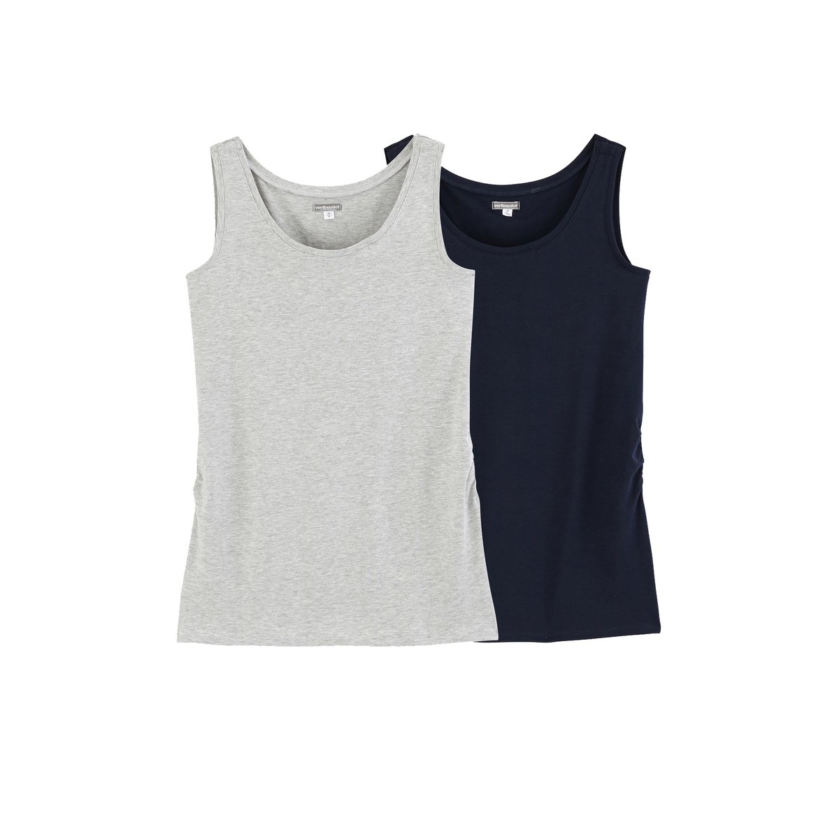 Lot de 2 débardeurs grossesse et allaitement lot encre  et gris chiné, VERTBAUDET