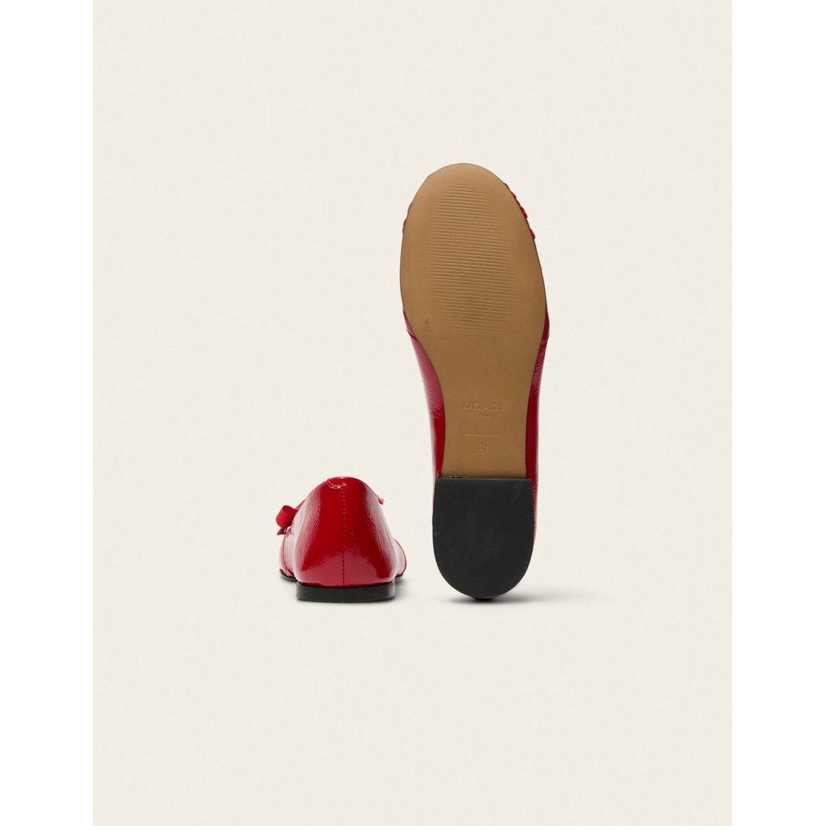 Ballerines SANA cuir plissé verni rouge, ODAJE