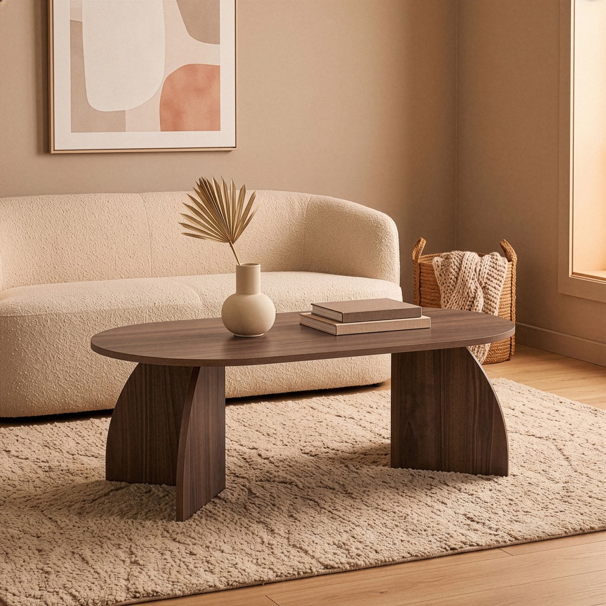 Table basse avec pieds courbés SÉLÈNE noyer, CALICOSY