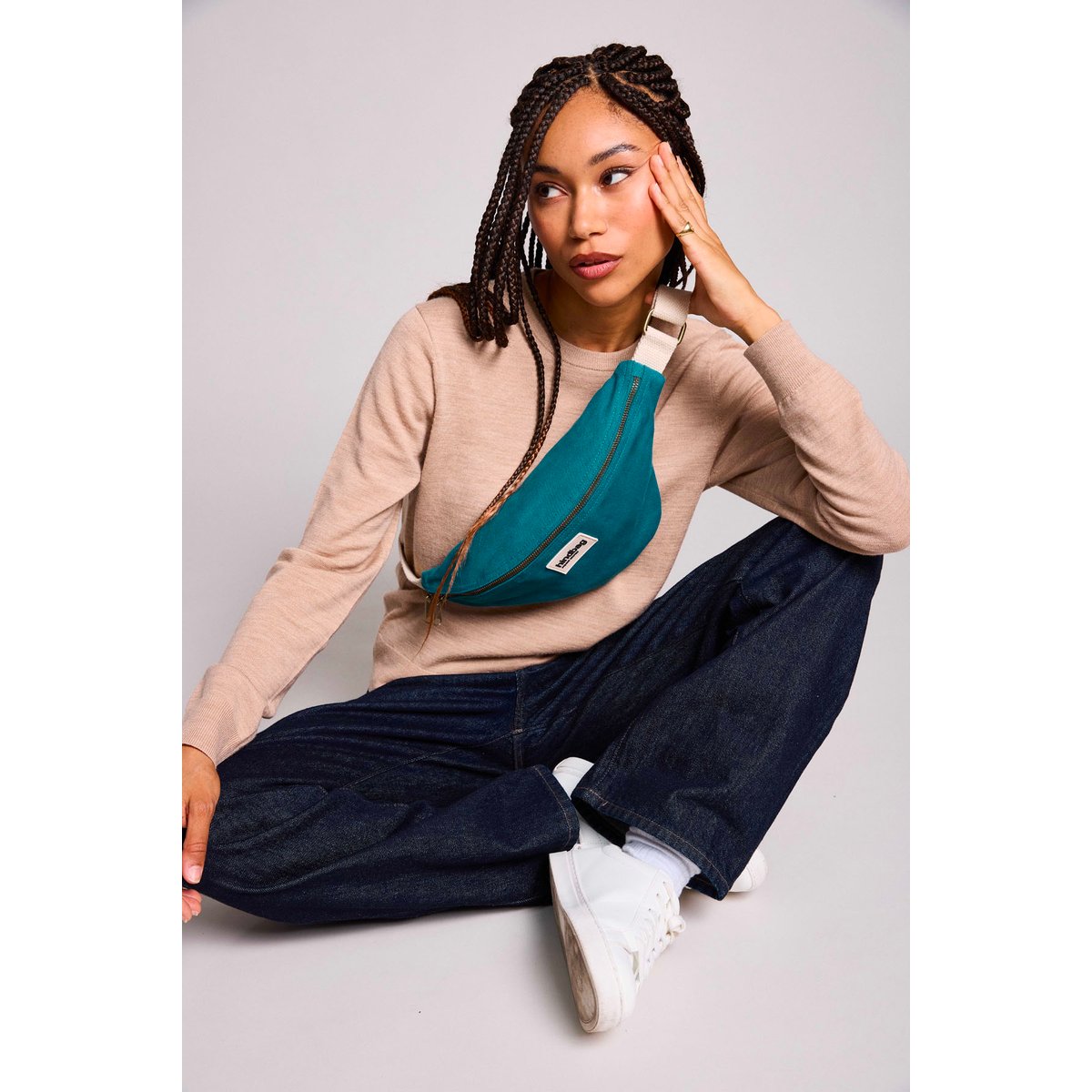Sac banane OLIVIA bleu paon, HINDBAG