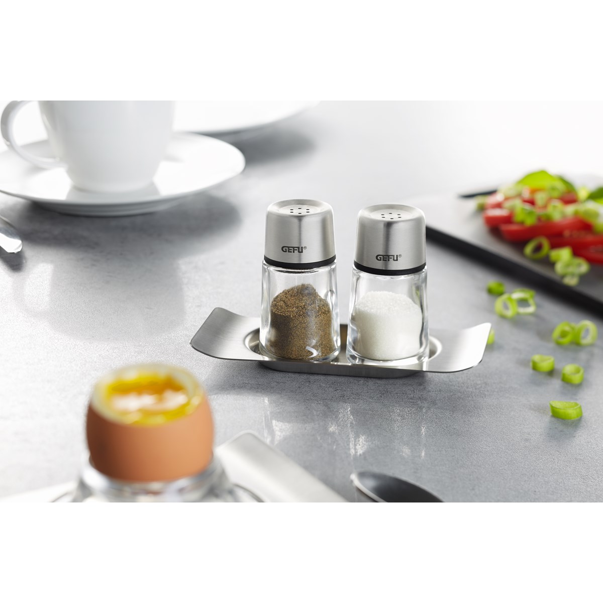 Ensemble salière et poivrière BRUNCH argent, GEFU