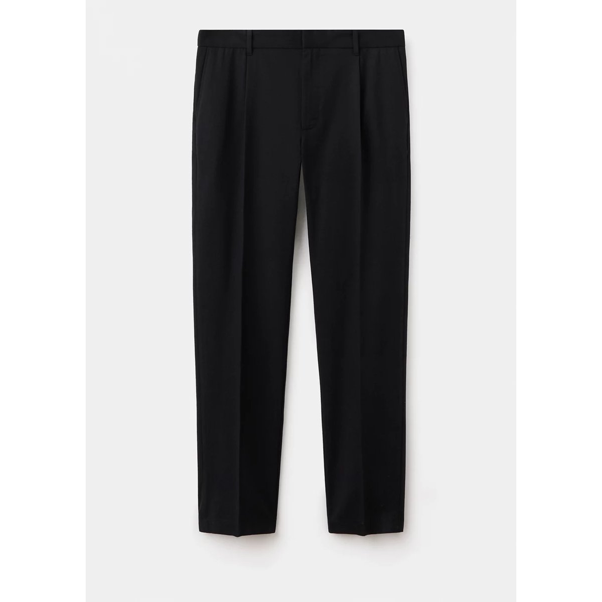 Pantalon regular fit en mélange de lyocell et coton noir, MANGO MAN