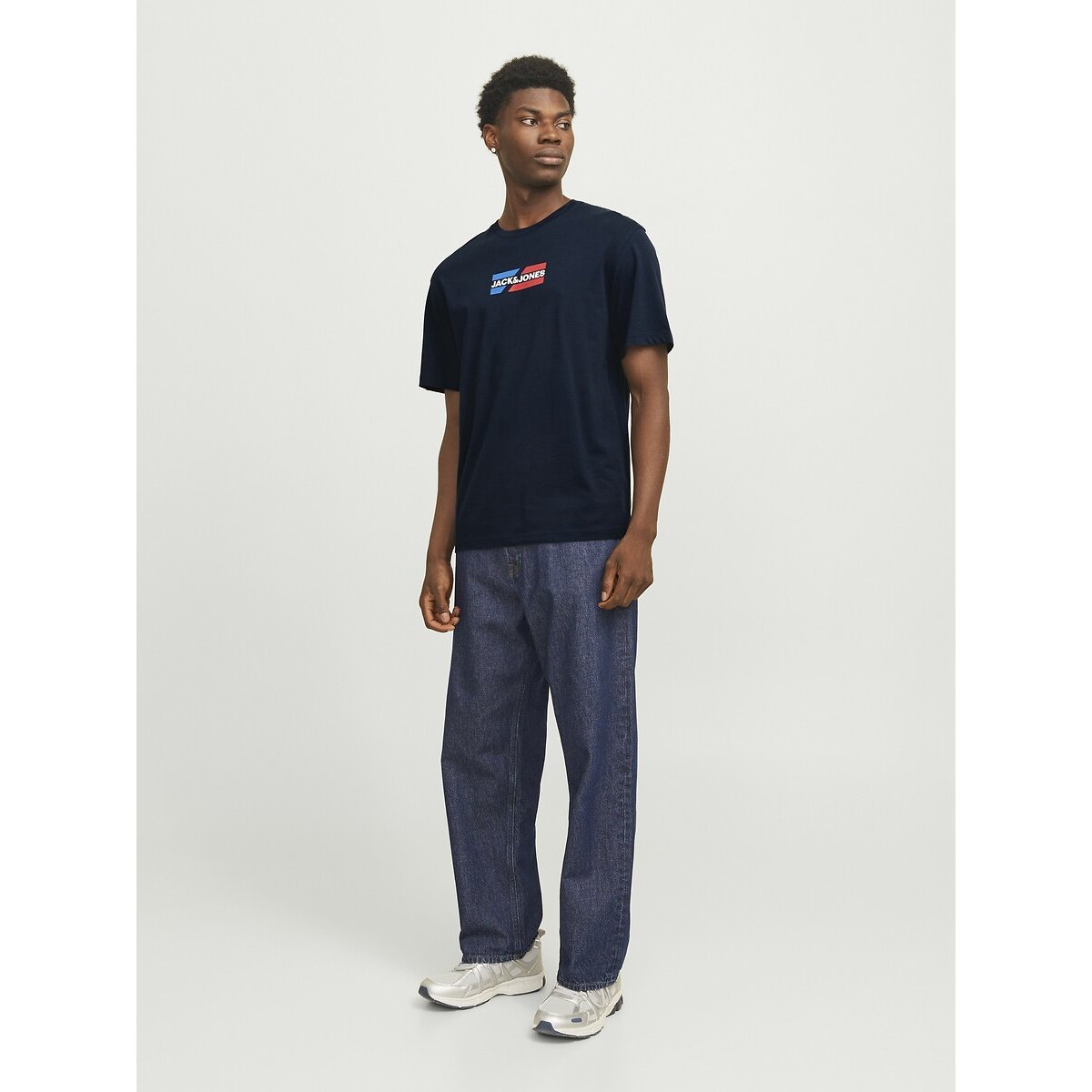 T-shirt manches courtes bleu marine, JACK & JONES