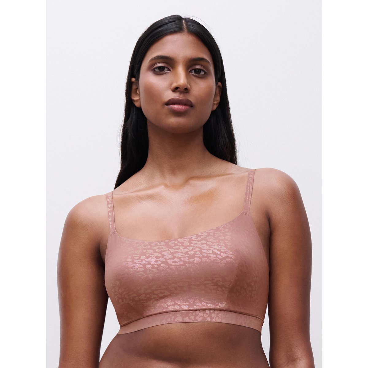 Brassière coques SOFTSTRETCH leopard paillettes rose, CHANTELLE