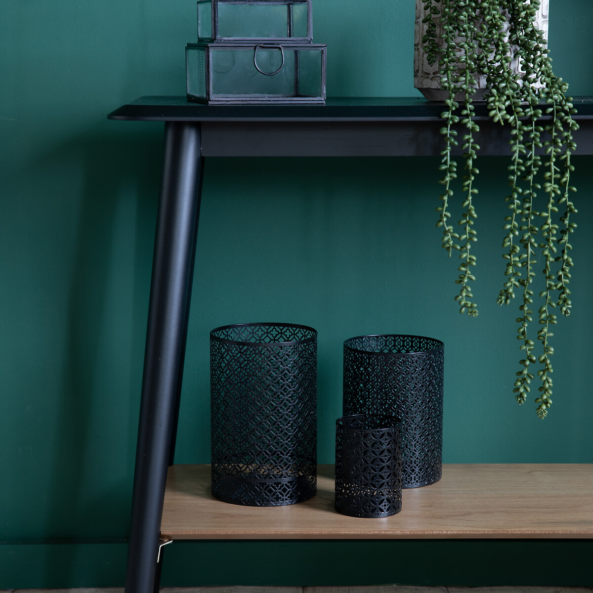 Morena Oak Console Table with Shelf black, SO'HOME