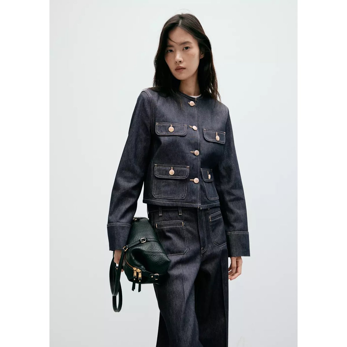 Jean large avec poches bleu, MANGO