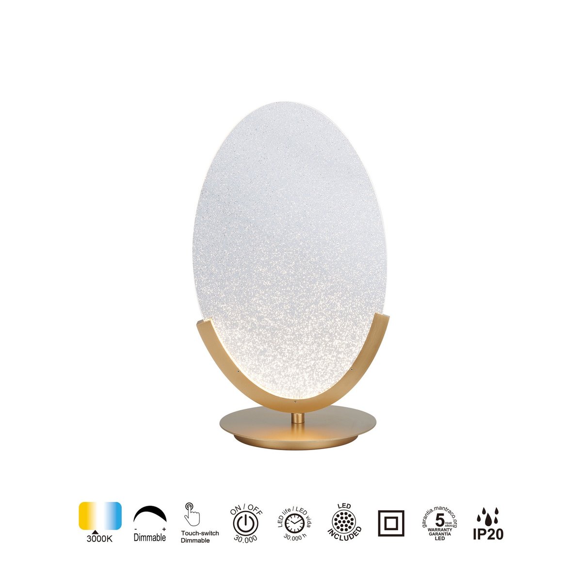 Lampe design en métal, OASIS doré, MANTRA