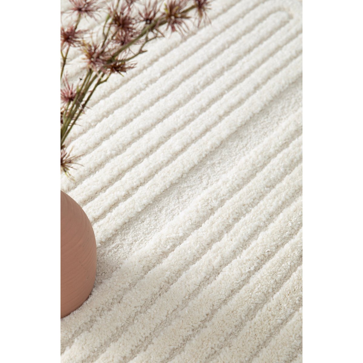 Tapis doux motifs en relief SINEA beige sable, AFK LIVING