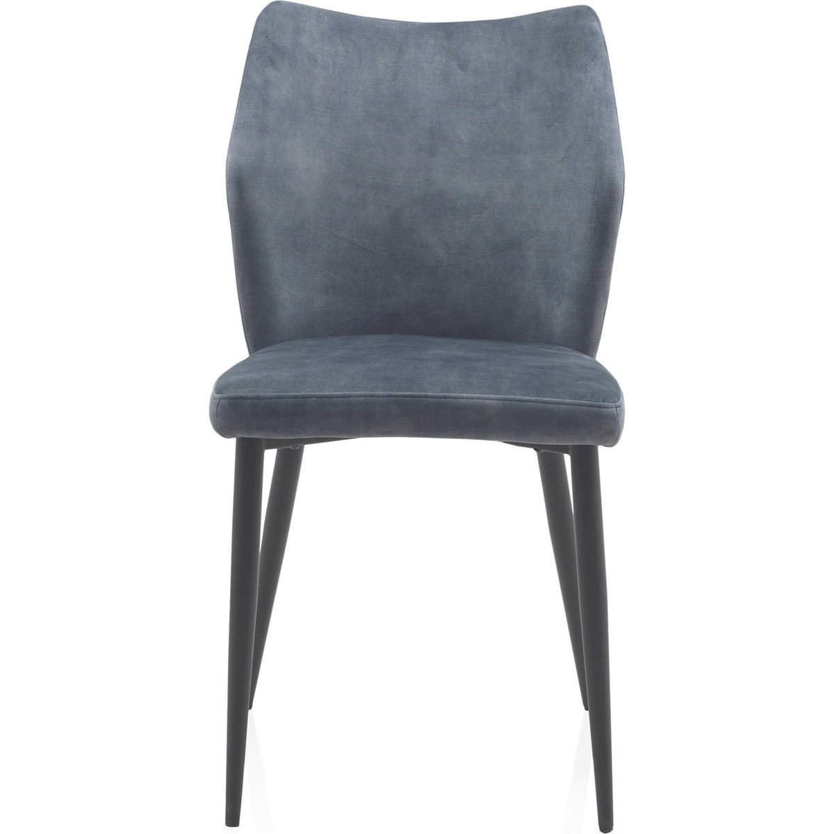 Chaise velours style moderne, Pieds métal bleu velours matelassé, RECOLLECTION