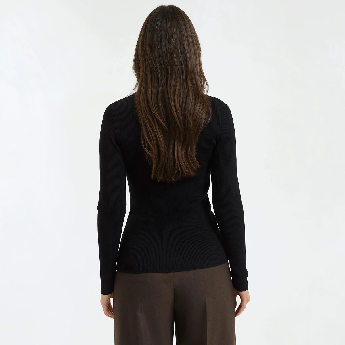 Pull col rond en fine maille noir, LA REDOUTE COLLECTIONS