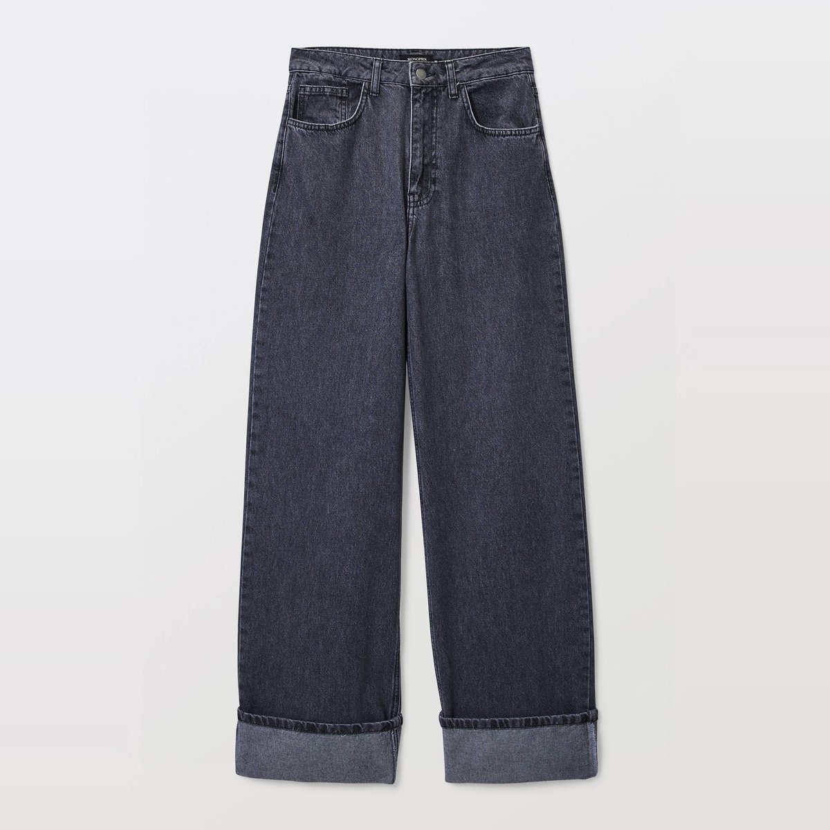 Jean large droit en coton grey denim, MONOPRIX