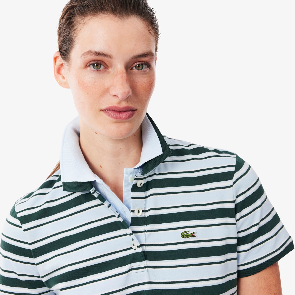 Robe polo rayée coton vert-vp6, LACOSTE