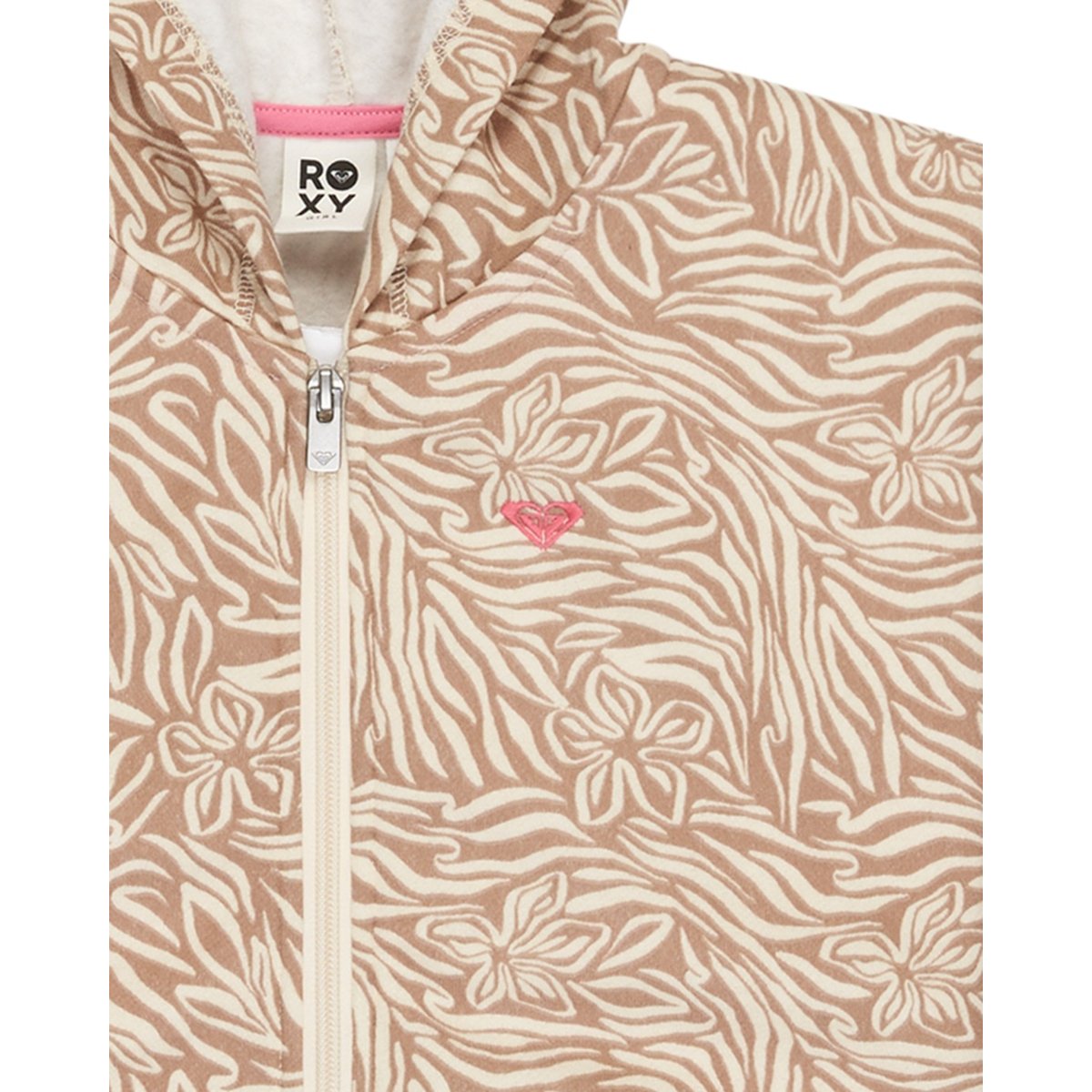 Sweat à capuche zippé imprimé TWENTY FIVE MILES. beige parchment animal floral, ROXY