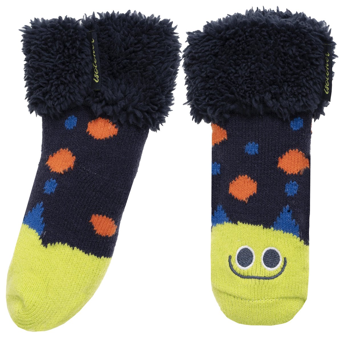 Chaussettes anti-dérapantes maille jacquard, picots antidérapants bleu, ISOTONER