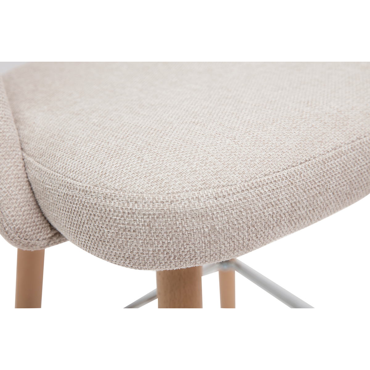 Tabourets de bar scandinaves en tissu velours côtelé vert kaki et hévéa massif 65 cm (lot de 2) COSETTE beige, MILIBOO