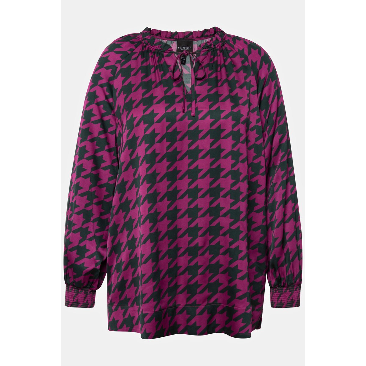 Blouse boxy en satin à col rond et manches vert nuit, ULLA POPKEN