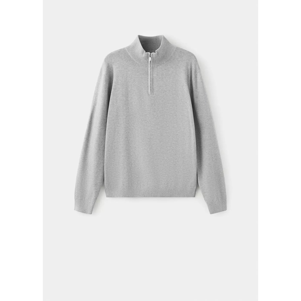 Pull col montant zip gris chiné clair, MANGO TEEN