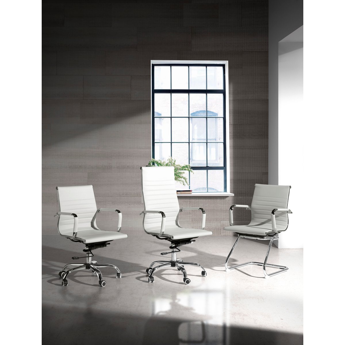 Fauteuil de bureau en simili polyuréthane, EXECUTIVE blanc, HISPANOHOGAR