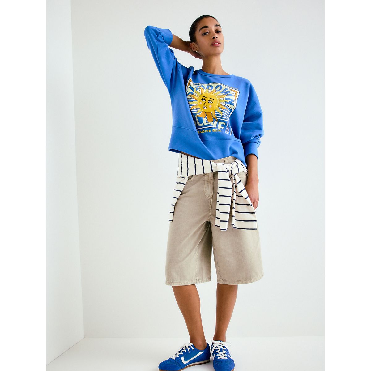 Sweat ras du cou imprimé bleu cobalt, NEXT