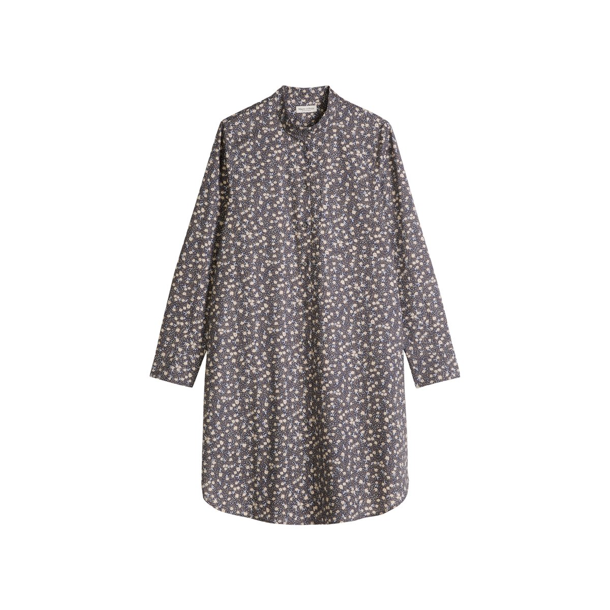 Robe chemisier relaxed en popeline Papertouch gris, MARC O'POLO