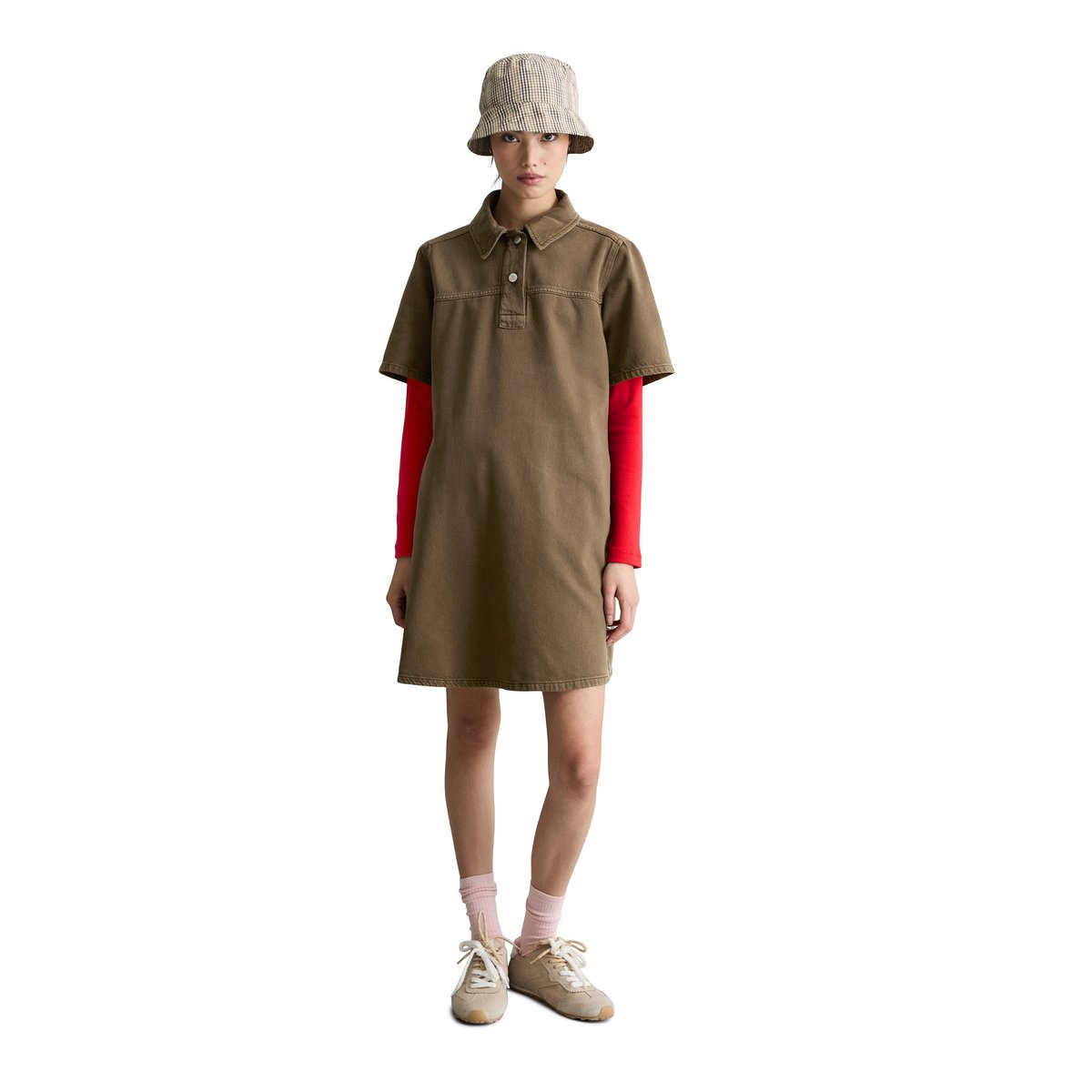 Mini-robe flared en sergé de coton organique et de lyocell marron foncé, MARC O’POLO DENIM