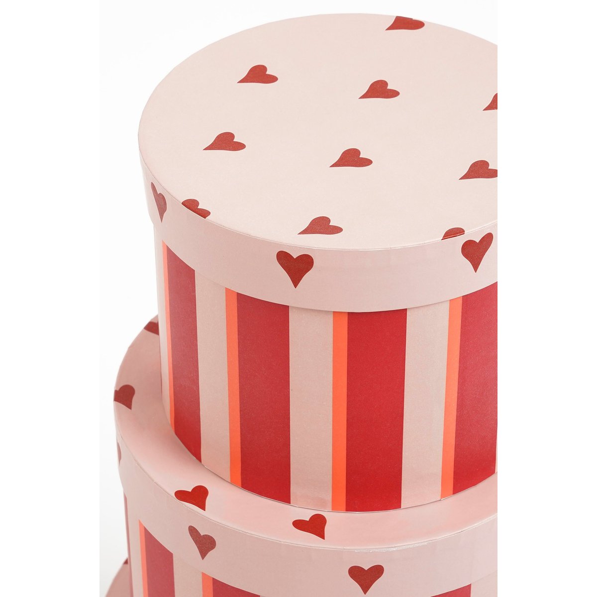 Lot de 3 boîtes de rangement imprimées de cœurs ZOVEY rouge, MICA DECORATIONS