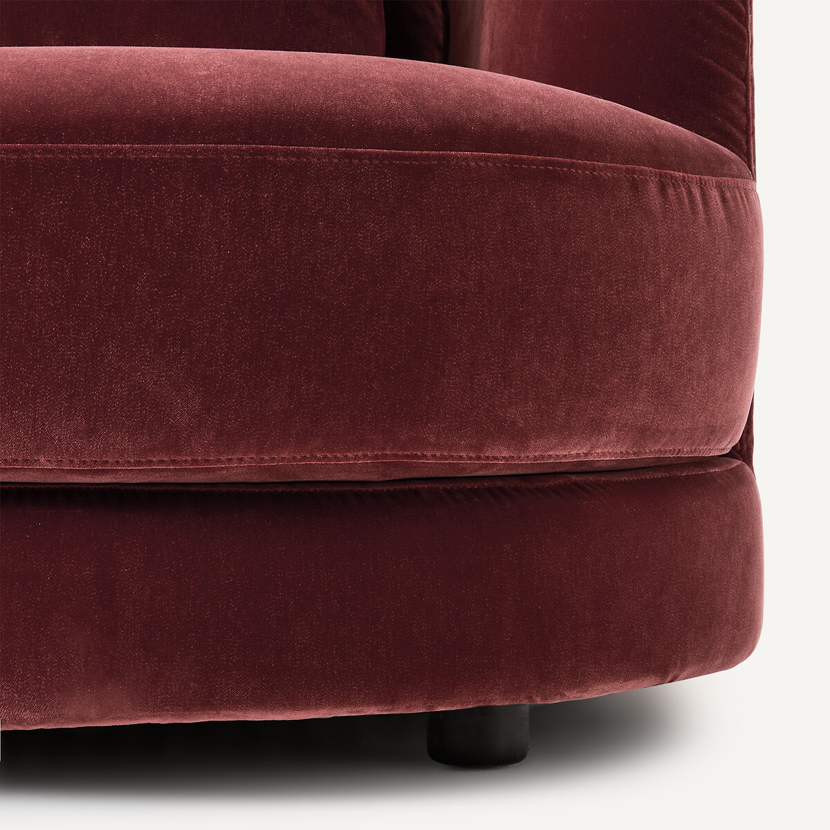 Demi-canapé droit, arrondi, modulable en velours, TIBERIO grenat, AM.PM