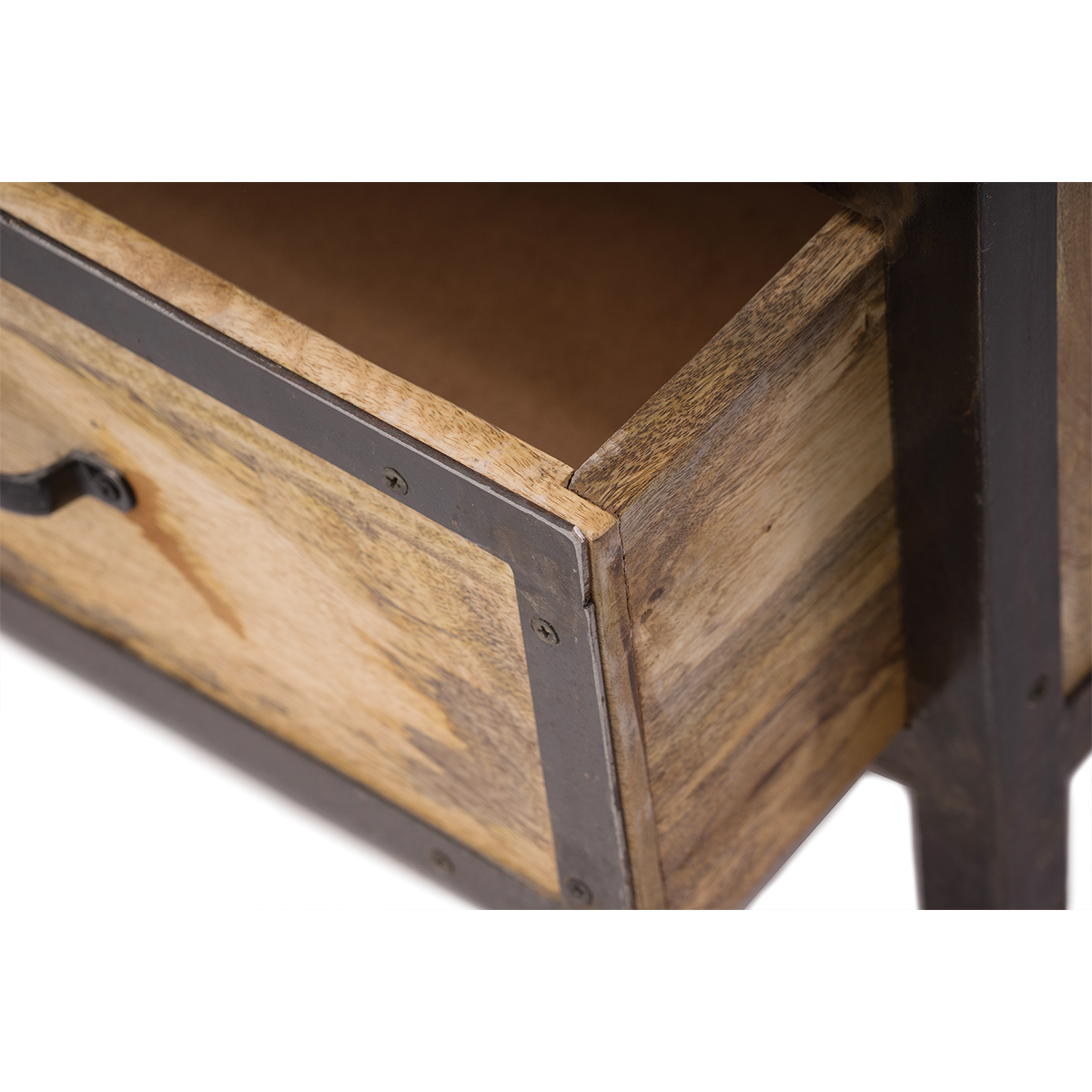 Armoire industrielle en bois massif manguier et métal noir L90 cm INDUSTRIA bois clair / noir, MILIBOO