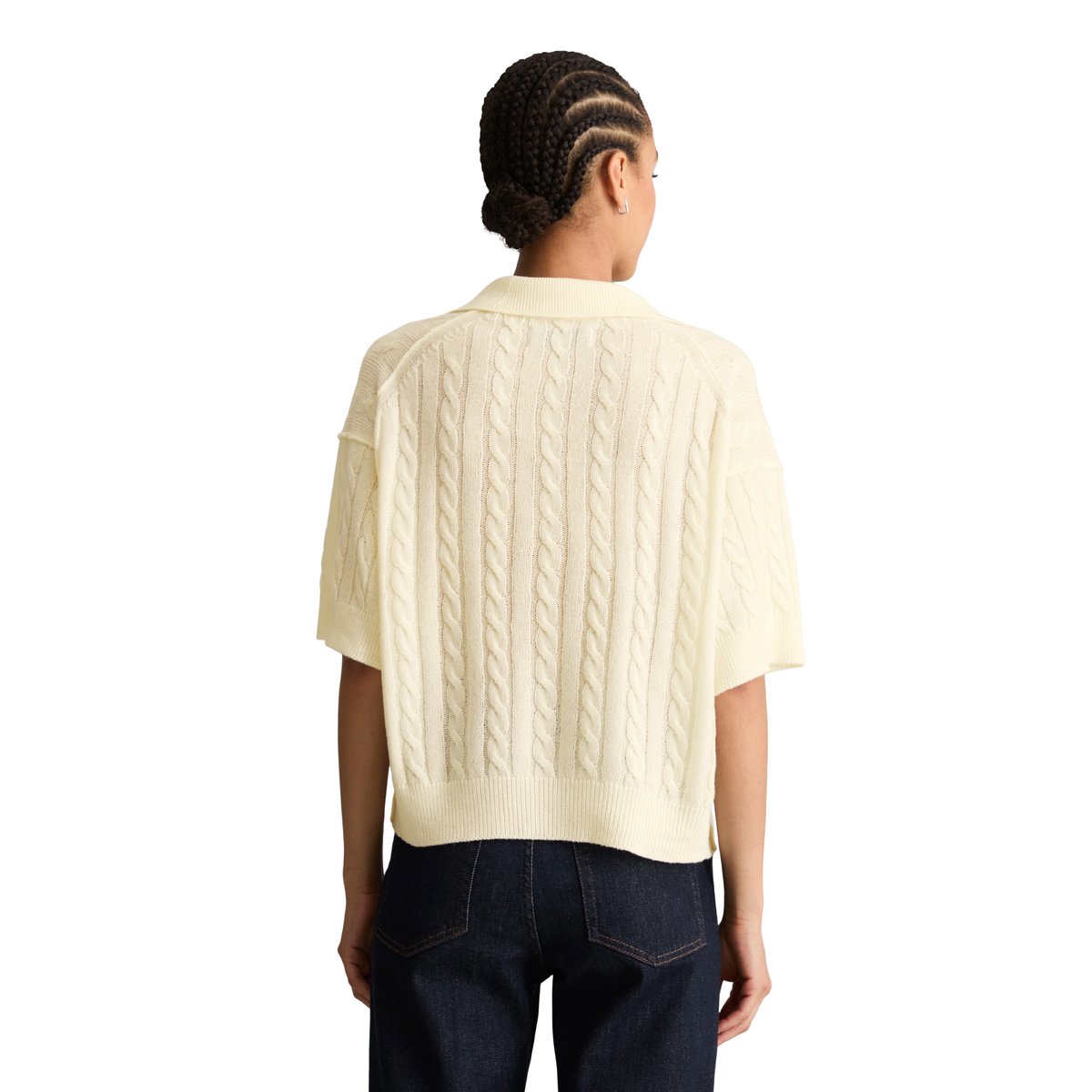 Polo en maille oversize en mélange de laine vierge douce blanc, MARC O’POLO DENIM