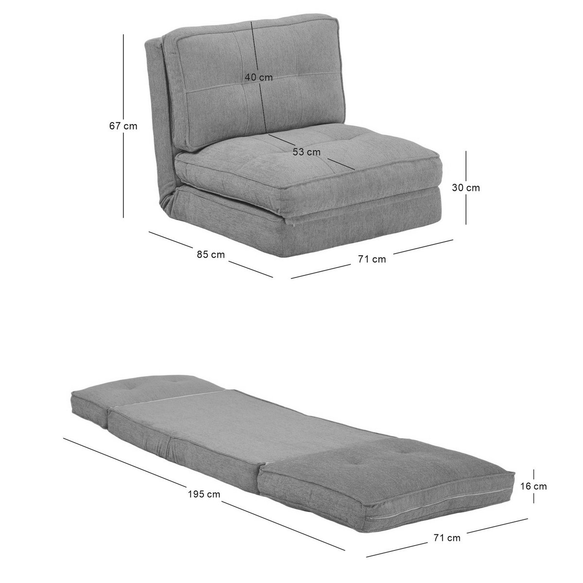 Fauteuil chauffeuse convertible en tissu, BRAGA jaune, NORDLYS