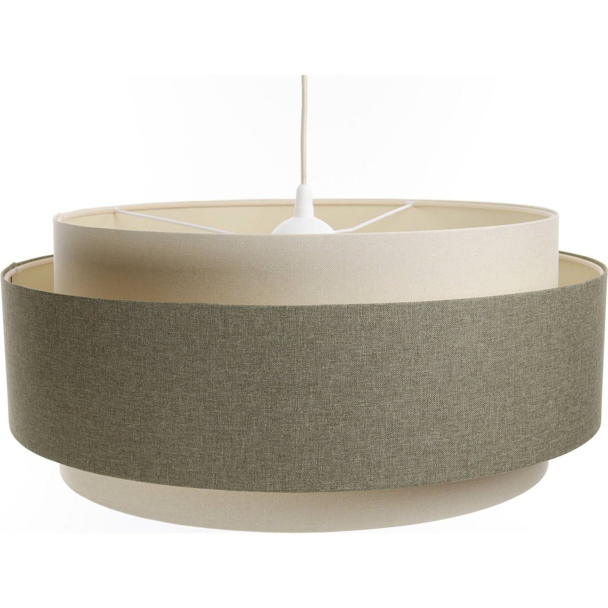 Suspension en tissu et rotin, BOHO ELEGANT beige crème et rotin naturel, BPS KONCEPT