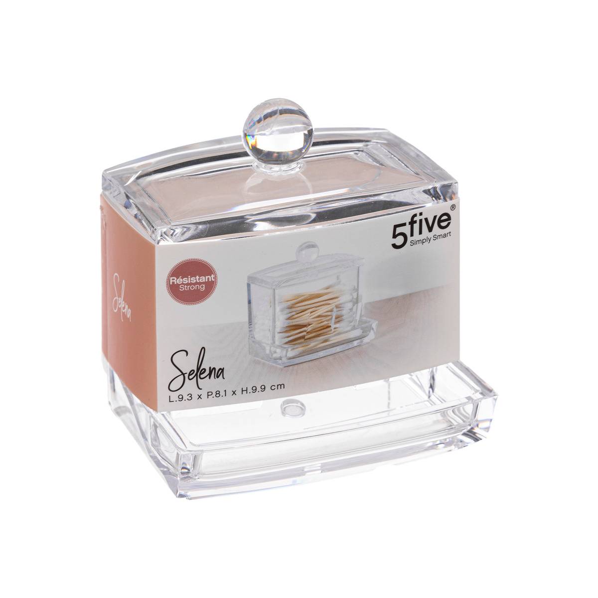Distributeur de cotons-tiges SELENA transparent, 5FIVE SIMPLY SMART