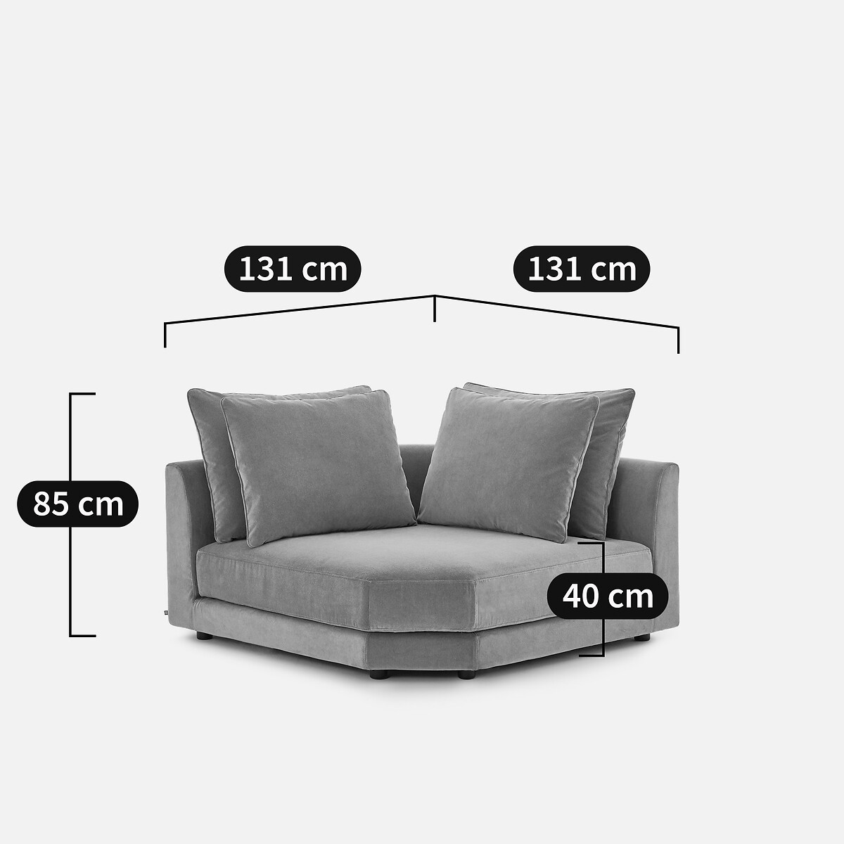 Modulares Ecksofa in stonewashed Velours, TIBERIO shiitakegrau, AM.PM