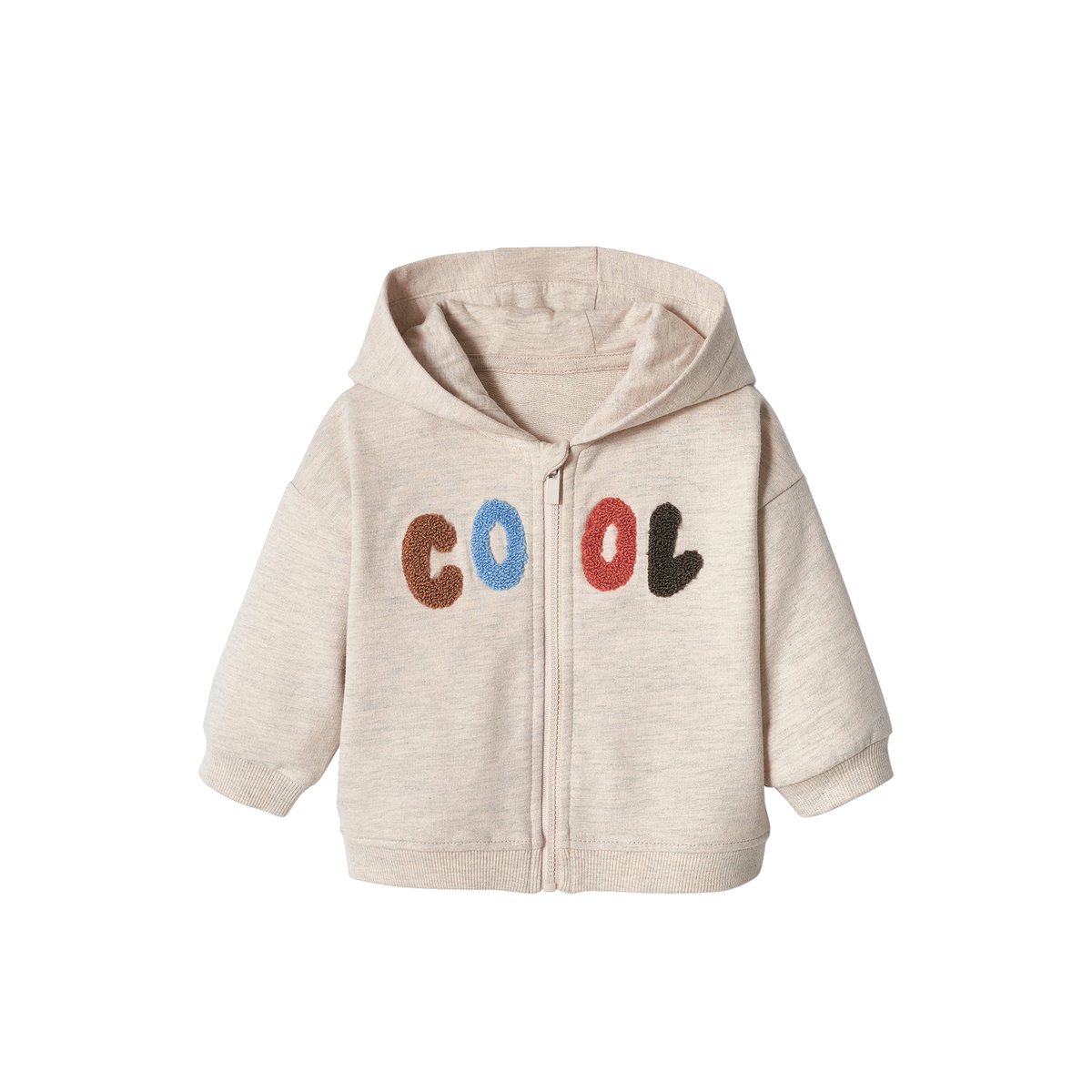 Sweat bébé zippé à capuche écru, VERTBAUDET