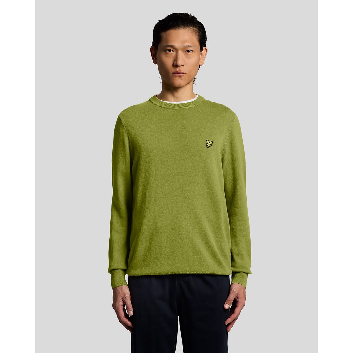 Pull en coton col rond vert arbuste, LYLE & SCOTT