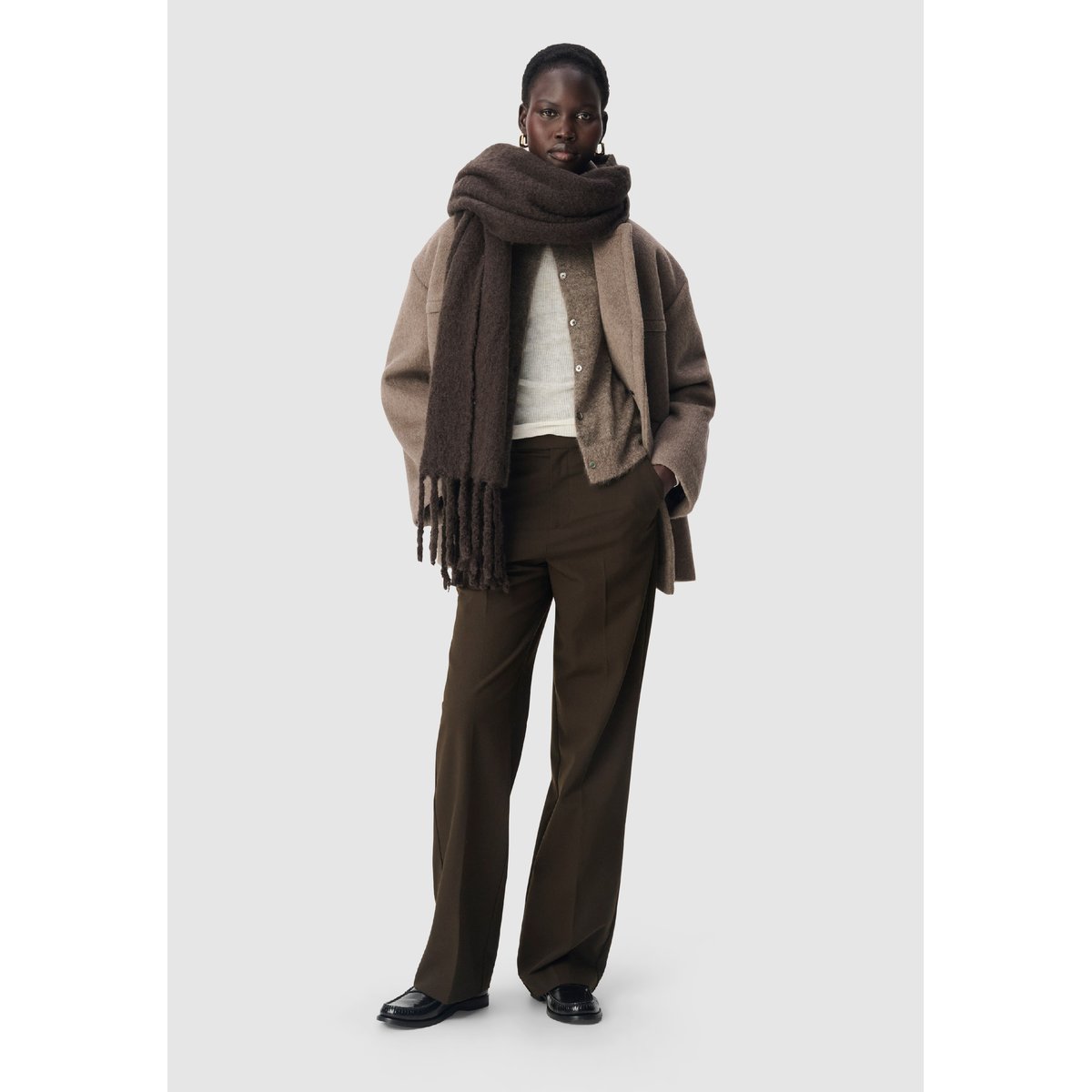 Pantalon de tailleur façon laine froide vert kaki, IKKS