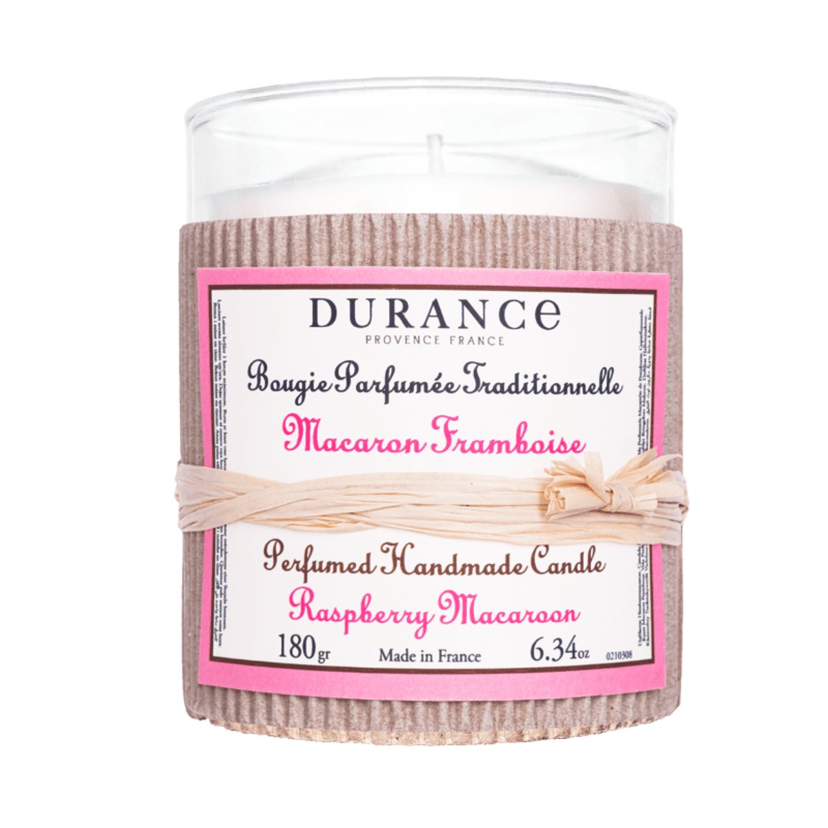Bougie parfumée MACARON FRAMBOISE couleur unique, DURANCE