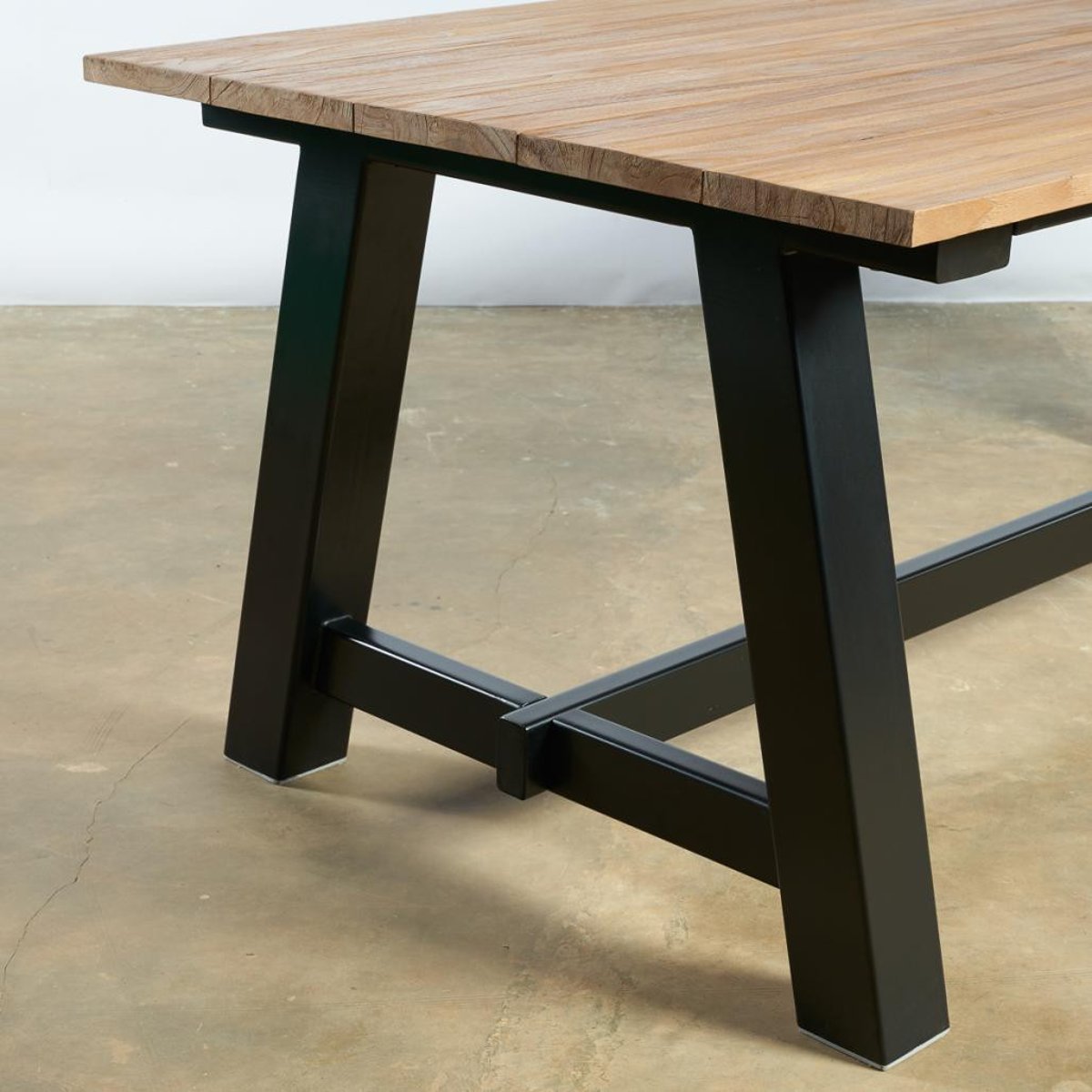 Ensemble table jardin en teck et 6 fauteuils gris, WANDA COLLECTION