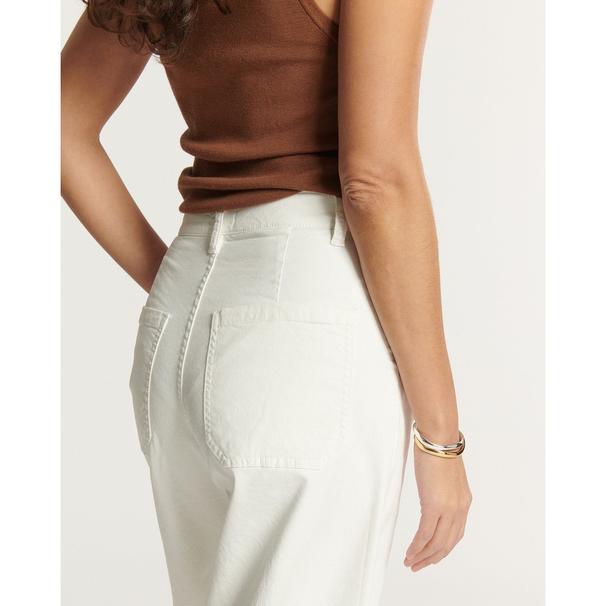 PANTALON BALLON TAILLE HAUTE UTILITY STRETCH blanc, LABDIP