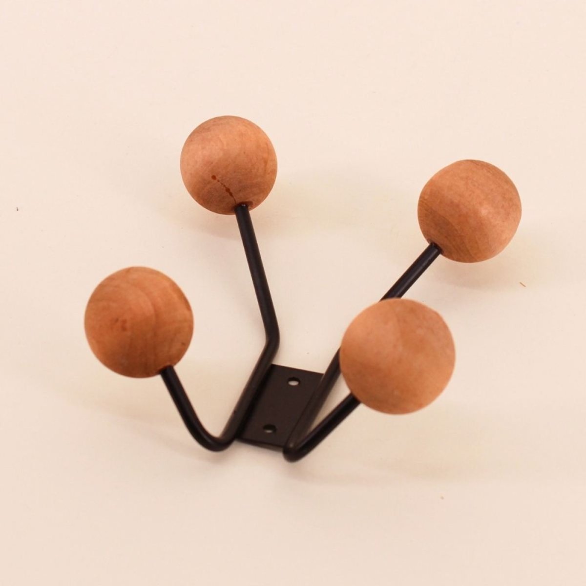 Patère design en bois et métal 4 têtes noir, ORNAMI