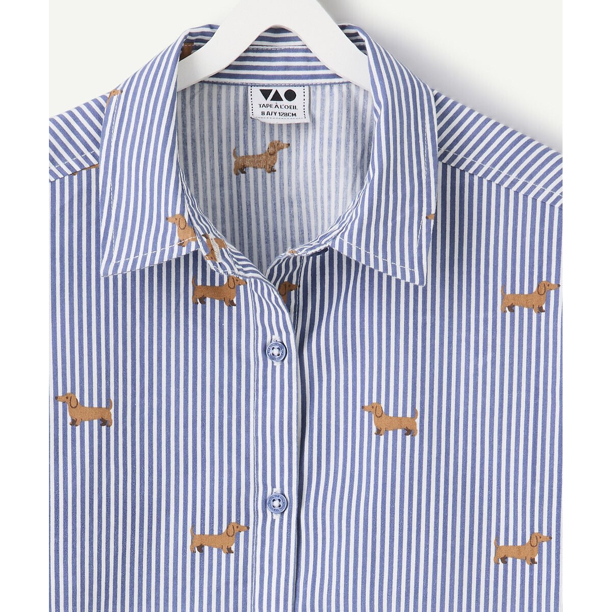 Camicia a maniche lunghe, a righe, con motivo animalier rigato blu/bianco, TAPE A L'OEIL