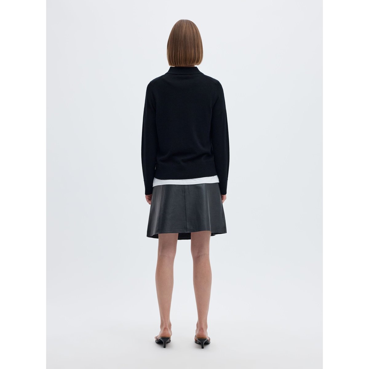 Jupe En Cuir black, SELECTED