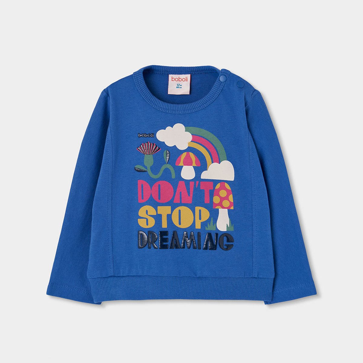 T-shirt en maille fille imprimé noir, BOBOLI
