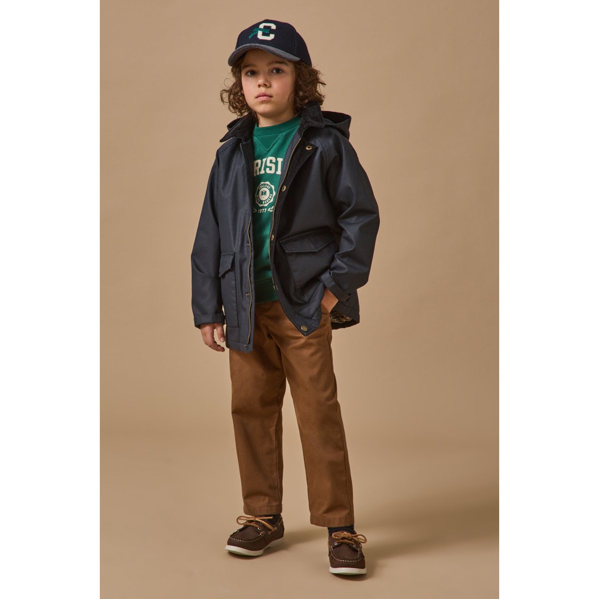 Veste en coton enduit marine, CYRILLUS