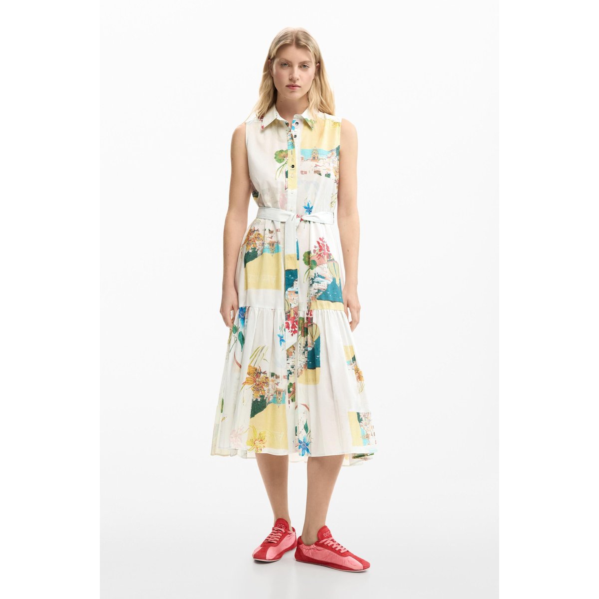 Robe chemise cartes postales bleu, DESIGUAL