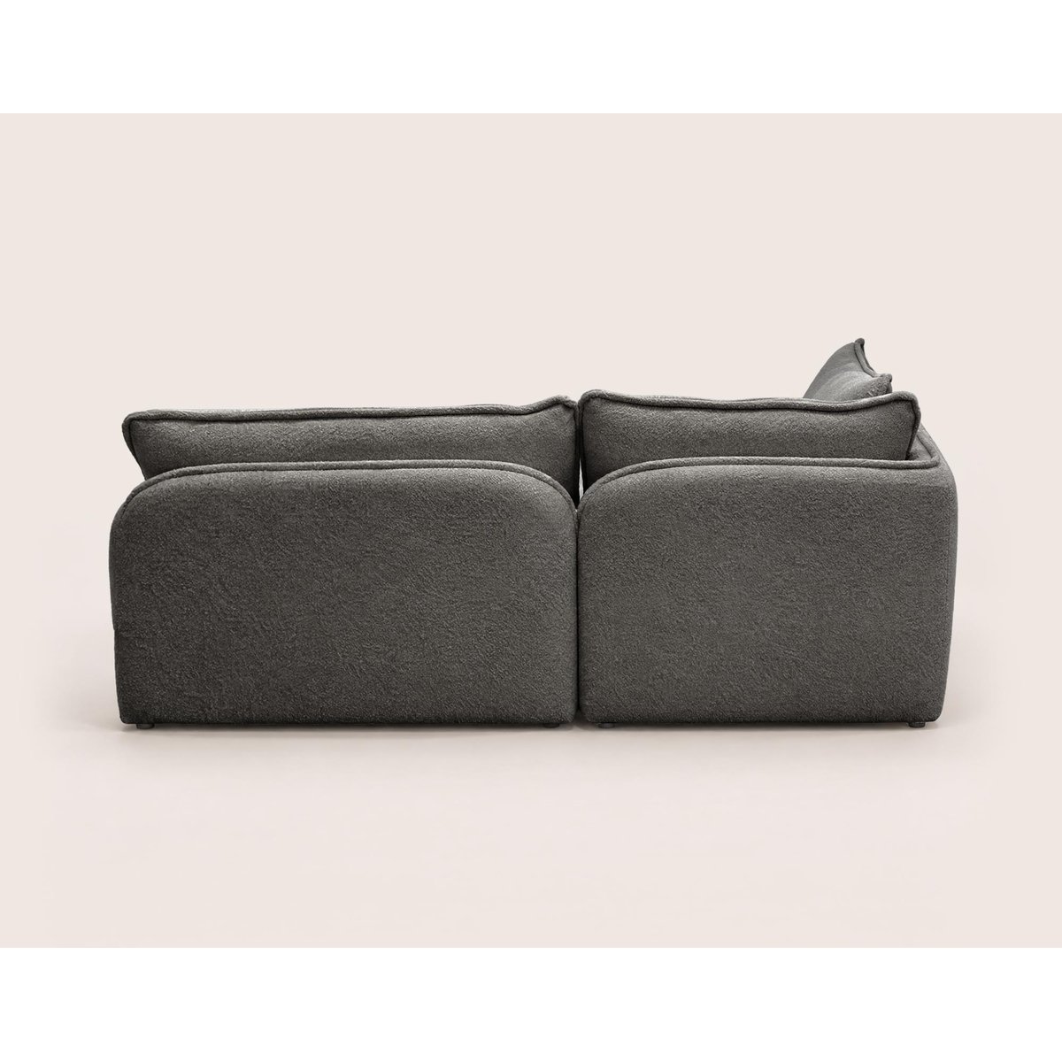 Canapé d'angle gauche 5 places en tissu bouclette, LUCIEN gris, BEST MOBILIER