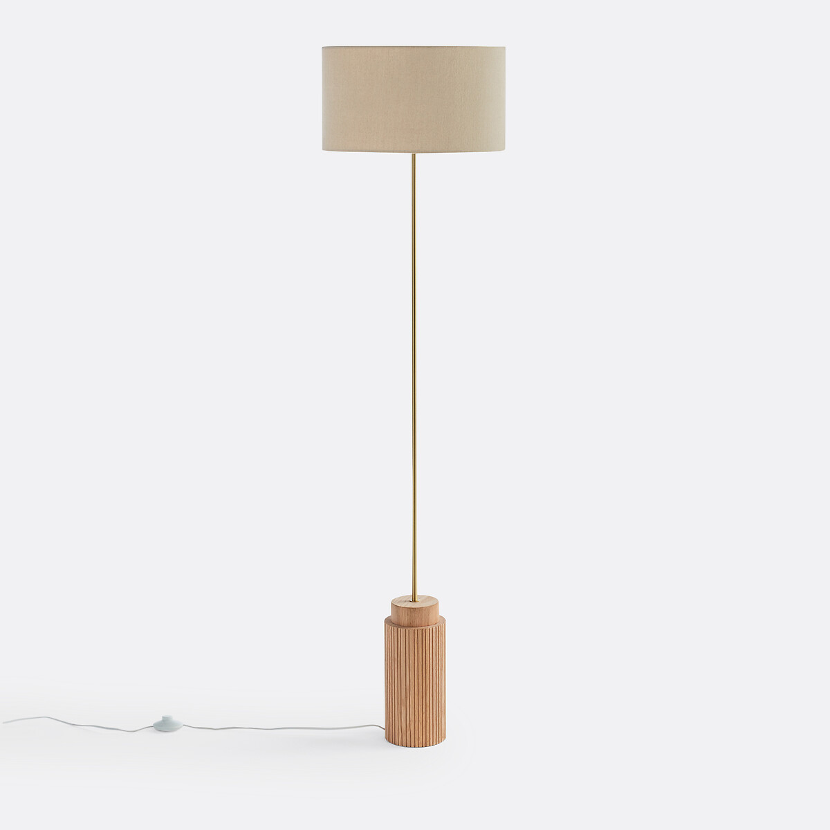 Lámpara de pie de roble, metal y lino, Idna natural lino, LA REDOUTE INTERIEURS